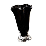 Maxbell Petals Glass Vase Portable Plant Flower Container for Cafe Dining Room Decor Black
