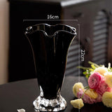 Maxbell Petals Glass Vase Portable Plant Flower Container for Cafe Dining Room Decor Black