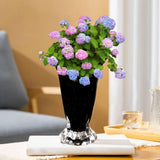Maxbell Petals Glass Vase Portable Plant Flower Container for Cafe Dining Room Decor Black
