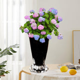 Maxbell Petals Glass Vase Portable Plant Flower Container for Cafe Dining Room Decor Black