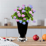 Maxbell Petals Glass Vase Portable Plant Flower Container for Cafe Dining Room Decor Black