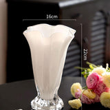 Maxbell Petals Glass Vase Portable Plant Flower Container for Cafe Dining Room Decor White
