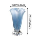 Maxbell Petals Glass Vase Portable Plant Flower Container for Cafe Dining Room Decor Blue