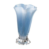 Maxbell Petals Glass Vase Portable Plant Flower Container for Cafe Dining Room Decor Blue