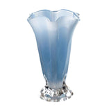 Maxbell Petals Glass Vase Portable Plant Flower Container for Cafe Dining Room Decor Blue
