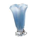 Maxbell Petals Glass Vase Portable Plant Flower Container for Cafe Dining Room Decor Blue