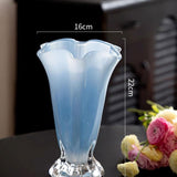 Maxbell Petals Glass Vase Portable Plant Flower Container for Cafe Dining Room Decor Blue