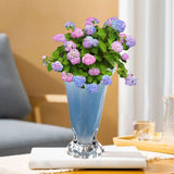 Maxbell Petals Glass Vase Portable Plant Flower Container for Cafe Dining Room Decor Blue