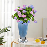 Maxbell Petals Glass Vase Portable Plant Flower Container for Cafe Dining Room Decor Blue