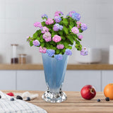 Maxbell Petals Glass Vase Portable Plant Flower Container for Cafe Dining Room Decor Blue