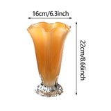 Maxbell Petals Glass Vase Portable Plant Flower Container for Cafe Dining Room Decor Yellow
