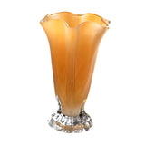 Maxbell Petals Glass Vase Portable Plant Flower Container for Cafe Dining Room Decor Yellow