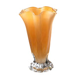 Maxbell Petals Glass Vase Portable Plant Flower Container for Cafe Dining Room Decor Yellow