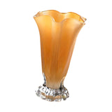 Maxbell Petals Glass Vase Portable Plant Flower Container for Cafe Dining Room Decor Yellow
