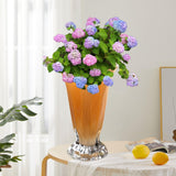Maxbell Petals Glass Vase Portable Plant Flower Container for Cafe Dining Room Decor Yellow
