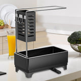 Maxbell Kitchen Sink Organizer Storage Essentials Black Counter with Auto Drain Tray
