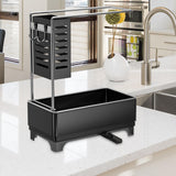 Maxbell Kitchen Sink Organizer Storage Essentials Black Counter with Auto Drain Tray