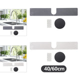 Maxbell Splash Guard Sink Tray Home Nonslip Draining Mat Faucet Mat for Kitchen Sink White 40x10cm