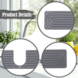 Maxbell Splash Guard Sink Tray Home Nonslip Draining Mat Faucet Mat for Kitchen Sink Gray 60x10cm