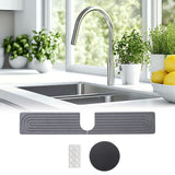 Maxbell Splash Guard Sink Tray Home Nonslip Draining Mat Faucet Mat for Kitchen Sink Gray 60x10cm