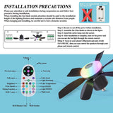 Maxbell Ceiling Fan with Light with Remote Ceiling Lighting for Bar Dorm Living Room black