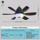 Maxbell Ceiling Fan with Light with Remote Ceiling Lighting for Bar Dorm Living Room black