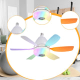 Maxbell Ceiling Fan with Light with Remote Ceiling Lighting for Bar Dorm Living Room Colorful