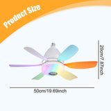 Maxbell Ceiling Fan with Light with Remote Ceiling Lighting for Bar Dorm Living Room Colorful