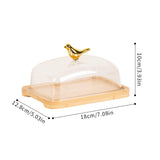 Maxbell Wooden Cake Stand with Cover Butter Dish Cake Plate for Party Kitchen Fridge light brown