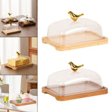 Maxbell Wooden Cake Stand with Cover Butter Dish Cake Plate for Party Kitchen Fridge light brown