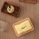 Maxbell Wooden Cake Stand with Cover Butter Dish Cake Plate for Party Kitchen Fridge light brown