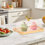 Maxbell Wooden Cake Stand with Cover Butter Dish Cake Plate for Party Kitchen Fridge light brown