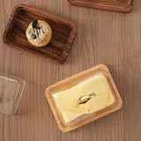 Maxbell Wooden Cake Stand with Cover Butter Dish Cake Plate for Party Kitchen Fridge brown