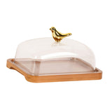 Maxbell Wooden Cake Stand with Cover Butter Dish Cake Plate for Party Kitchen Fridge brown