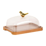 Maxbell Wooden Cake Stand with Cover Butter Dish Cake Plate for Party Kitchen Fridge brown