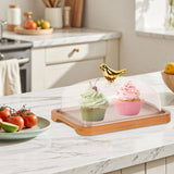 Maxbell Wooden Cake Stand with Cover Butter Dish Cake Plate for Party Kitchen Fridge brown