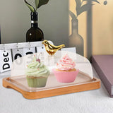 Maxbell Wooden Cake Stand with Cover Butter Dish Cake Plate for Party Kitchen Fridge brown