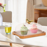 Maxbell Wooden Cake Stand with Cover Butter Dish Cake Plate for Party Kitchen Fridge brown