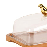 Maxbell Wooden Cake Stand with Cover Butter Dish Cake Plate for Party Kitchen Fridge brown