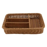 Maxbell Divided Storage Basket Woven Cutlery Basket for Living Room Bedroom Cupboard Dark Brown L