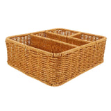 Maxbell Divided Storage Basket Woven Cutlery Basket for Living Room Bedroom Cupboard Light Brown S
