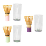 Maxbell Bamboo Matcha Whisk Mixing Brush Traditional Matcha Green Tea Powder Stirrer Pink Handle