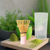Maxbell Bamboo Matcha Whisk Mixing Brush Traditional Matcha Green Tea Powder Stirrer Pink Handle