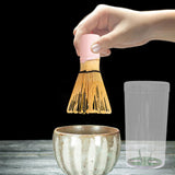 Maxbell Bamboo Matcha Whisk Mixing Brush Traditional Matcha Green Tea Powder Stirrer Pink Handle