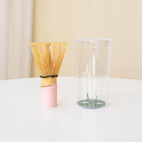 Maxbell Bamboo Matcha Whisk Mixing Brush Traditional Matcha Green Tea Powder Stirrer Pink Handle