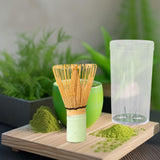 Maxbell Bamboo Matcha Whisk Mixing Brush Traditional Matcha Green Tea Powder Stirrer Green Handle