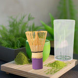 Maxbell Bamboo Matcha Whisk Mixing Brush Traditional Matcha Green Tea Powder Stirrer Purple Handle
