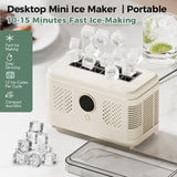 Maxbell Small Ice Maker Countertop Fast Making with Cubes Clip for Party BBQ Kitchen Beige