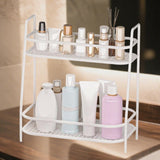 Maxbell 2 Tier Spice Storage Rack Mesh Design Office Rustproof Kitchen Counter Shelf White