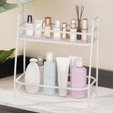 Maxbell 2 Tier Spice Storage Rack Mesh Design Office Rustproof Kitchen Counter Shelf White